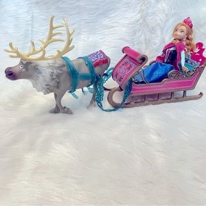 Mattel Frozen Sven with Sleigh and Anna Doll
